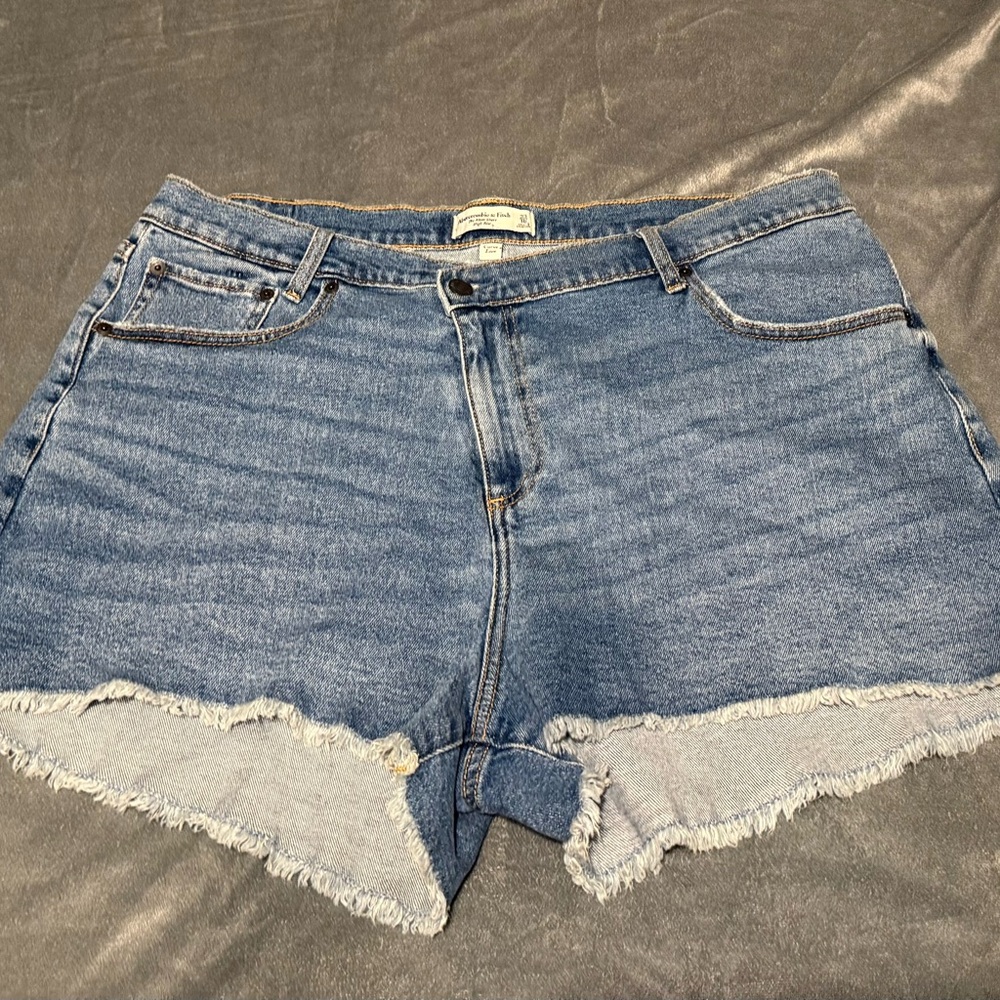 Abercrombie & Fitch Blue Jean Shorts with Frayed Hem